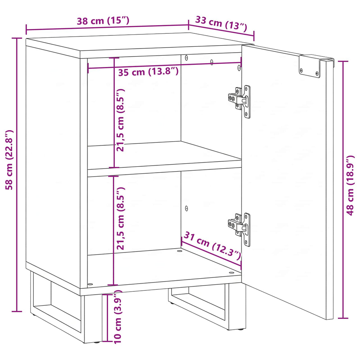 vidaXL Bathroom Sink Cabinet Brown 38 x 33.5 x 58 cm