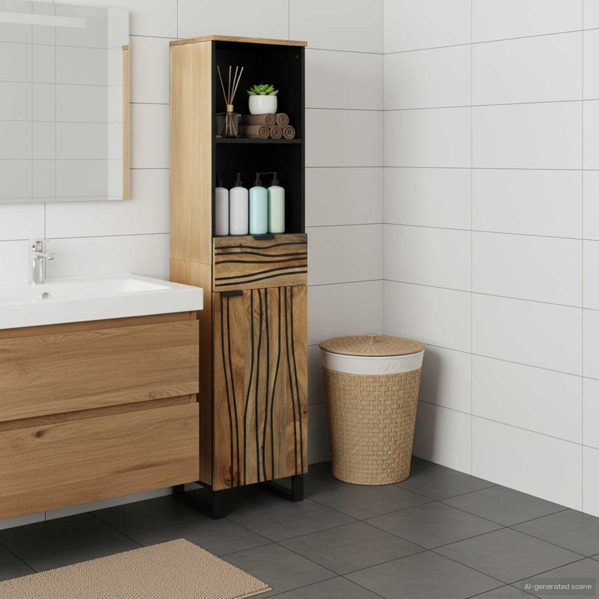vidaXL Bathroom Sink Cabinet Brown 38 x 33 x 160 cm