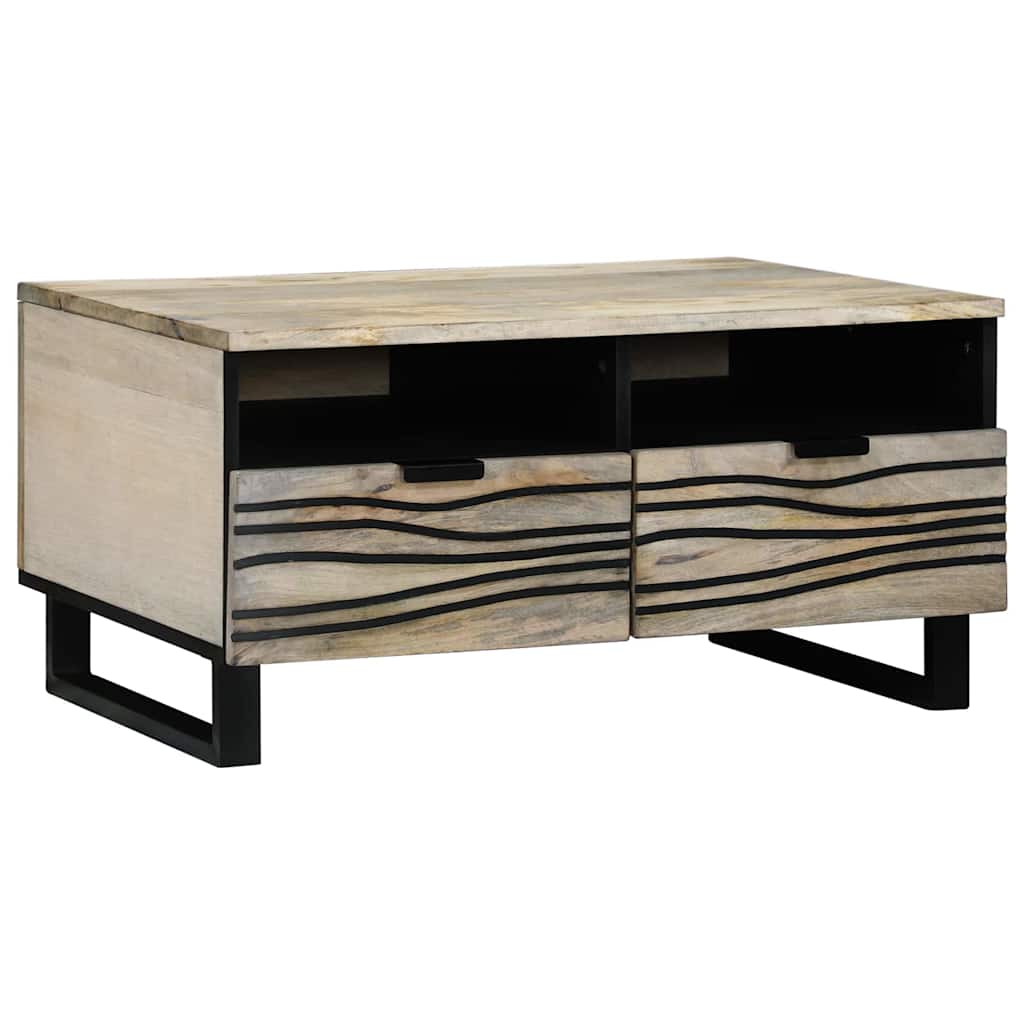 vidaXL Salontafel Bruin en Zwart 80 x 54 x 40 cm Massief acaciahout