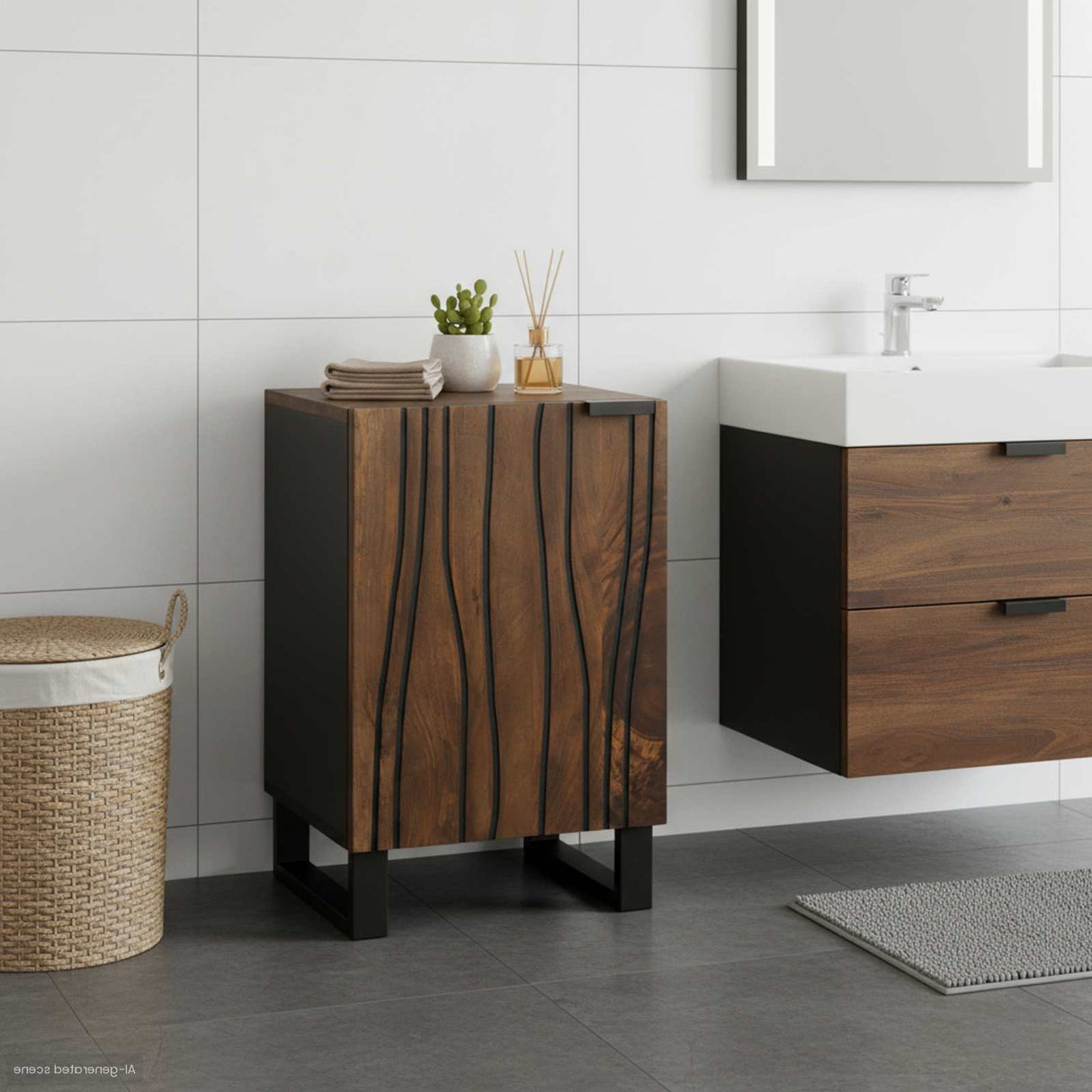 vidaXL Bathroom Sink Cabinet Brown 38 x 33.5 x 58 cm