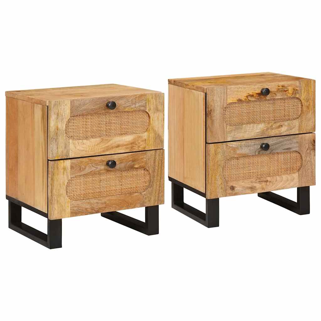 vidaXL Nachtkastje met lade Naturel 40 x 33 x 46 cm Massief Mango Hout