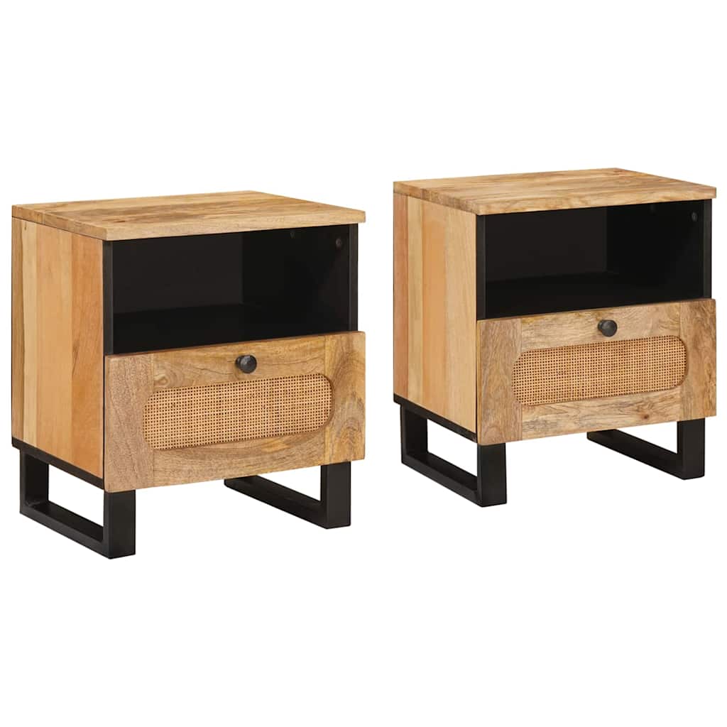 vidaXL Nachtkastje met lade Naturel 40 x 33 x 46 cm Massief Mango Hout