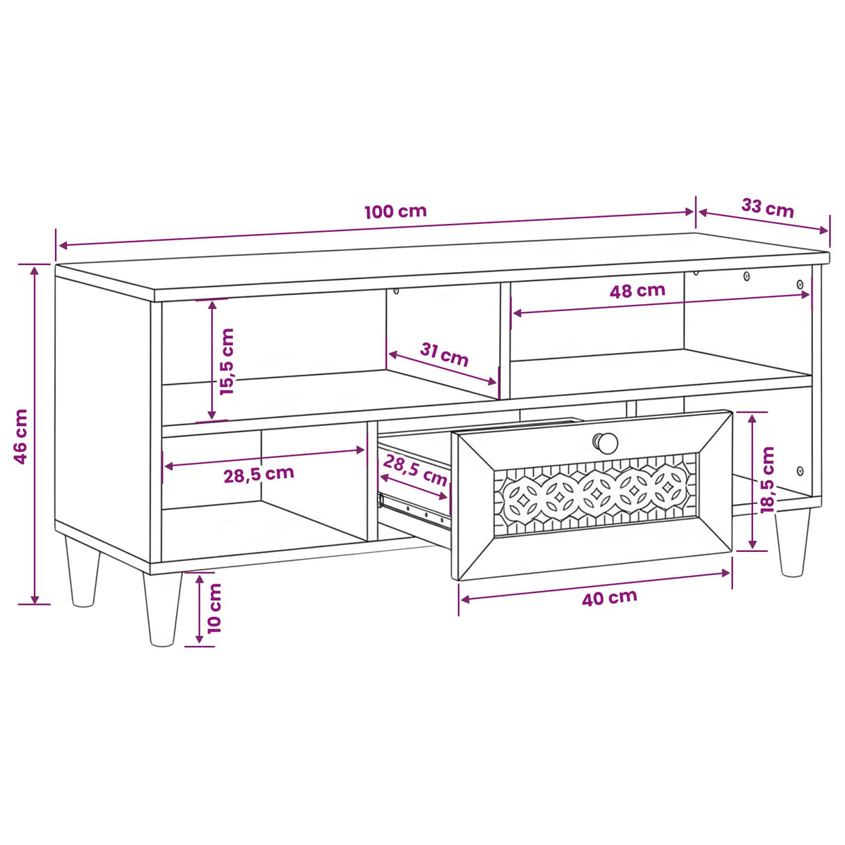 vidaXL TV Cabinets with Drawer Light Brown 105 x 33 x 46 cm Engineered Wood