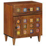 vidaXL Nightstand with Drawer Brown 50 x 33 x 60 cm Solid Mango Wood