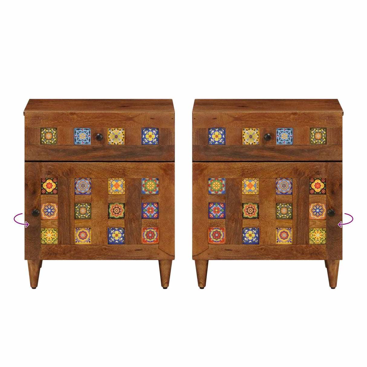 vidaXL Nightstand with Drawer Brown 50 x 33 x 60 cm Solid Mango Wood