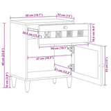 vidaXL Nightstand with Drawer Brown 50 x 33 x 60 cm Solid Mango Wood