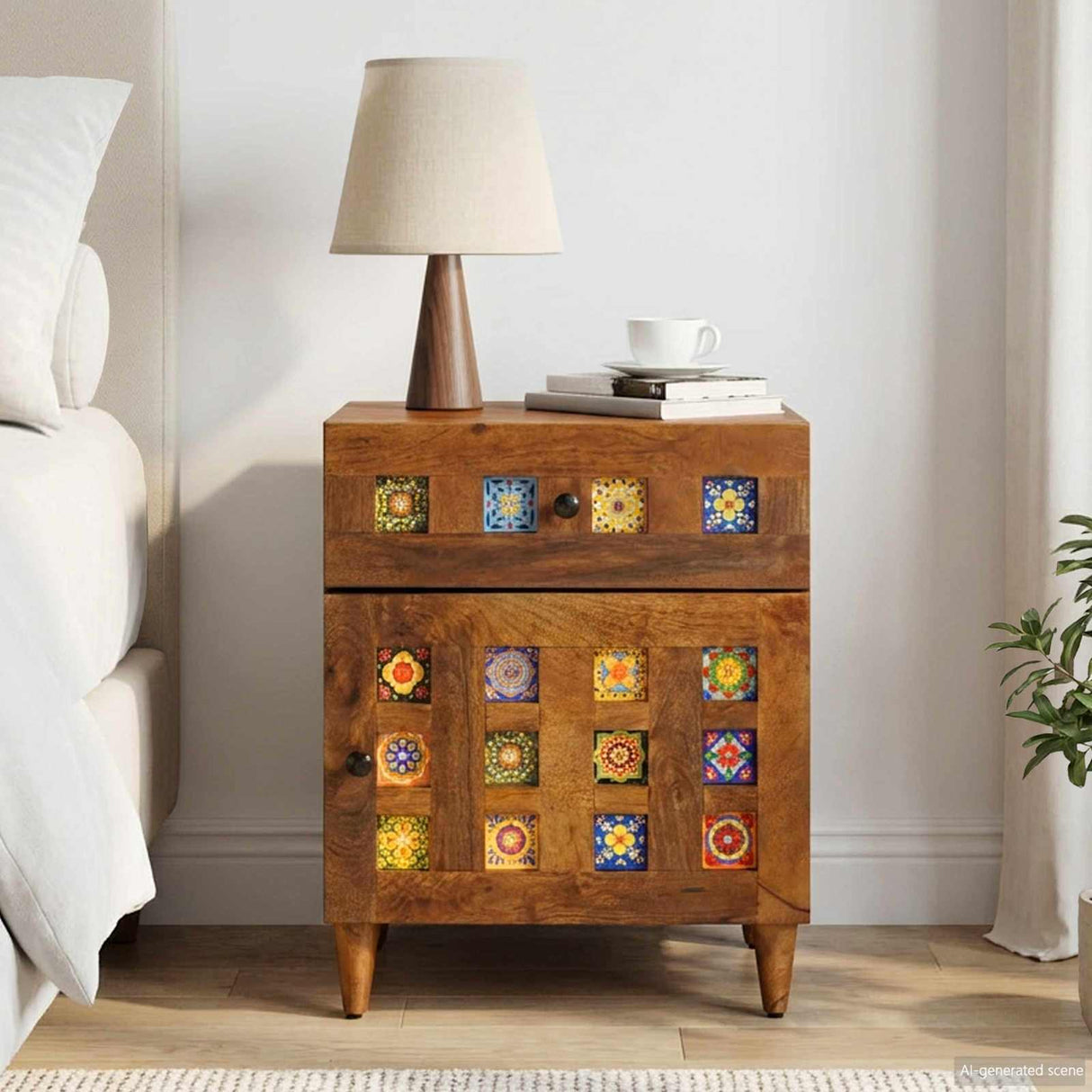 vidaXL Nightstand with Drawer Brown 50 x 33 x 60 cm Solid Mango Wood