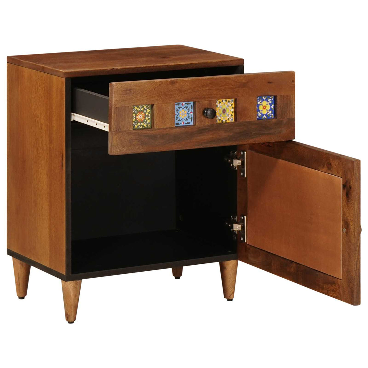 vidaXL Nightstand with Drawer Brown 50 x 33 x 60 cm Solid Mango Wood