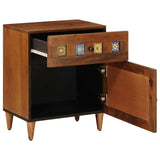 vidaXL Nightstand with Drawer Brown 50 x 33 x 60 cm Solid Mango Wood