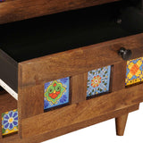 vidaXL Nightstand with Drawer Brown 50 x 33 x 62 cm Solid Mango Wood