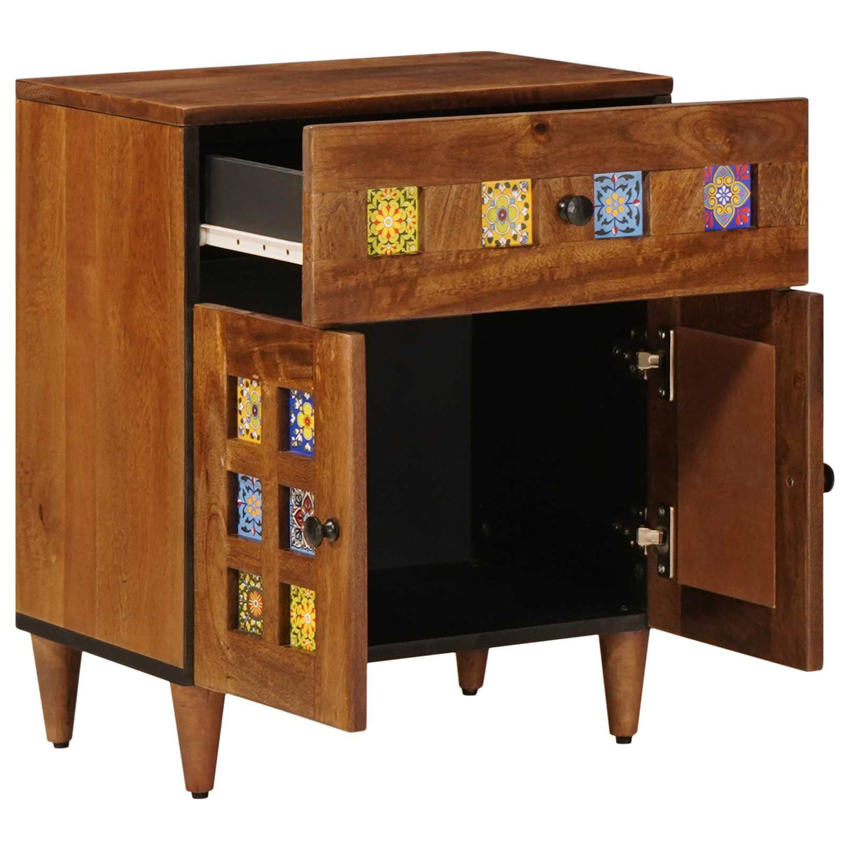 vidaXL Nachtkastje met lade Bruin 50 x 33 x 60 cm Massief Mango Hout