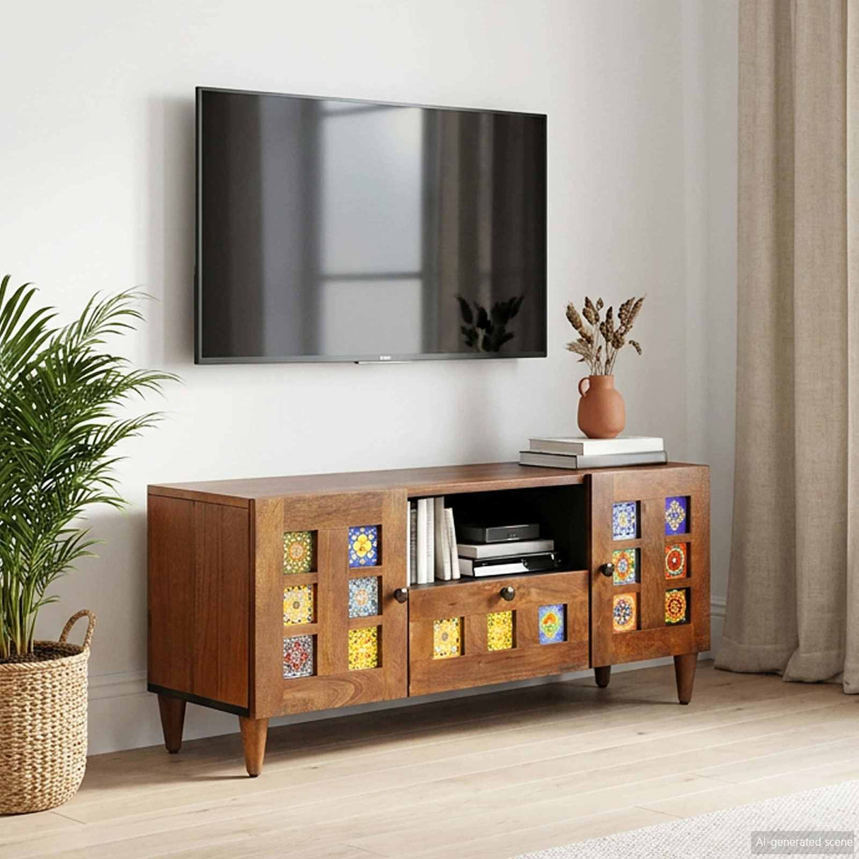 vidaXL TV Kast Walnotenhout 105 x 33 x 46 cm Massief Mango Hout