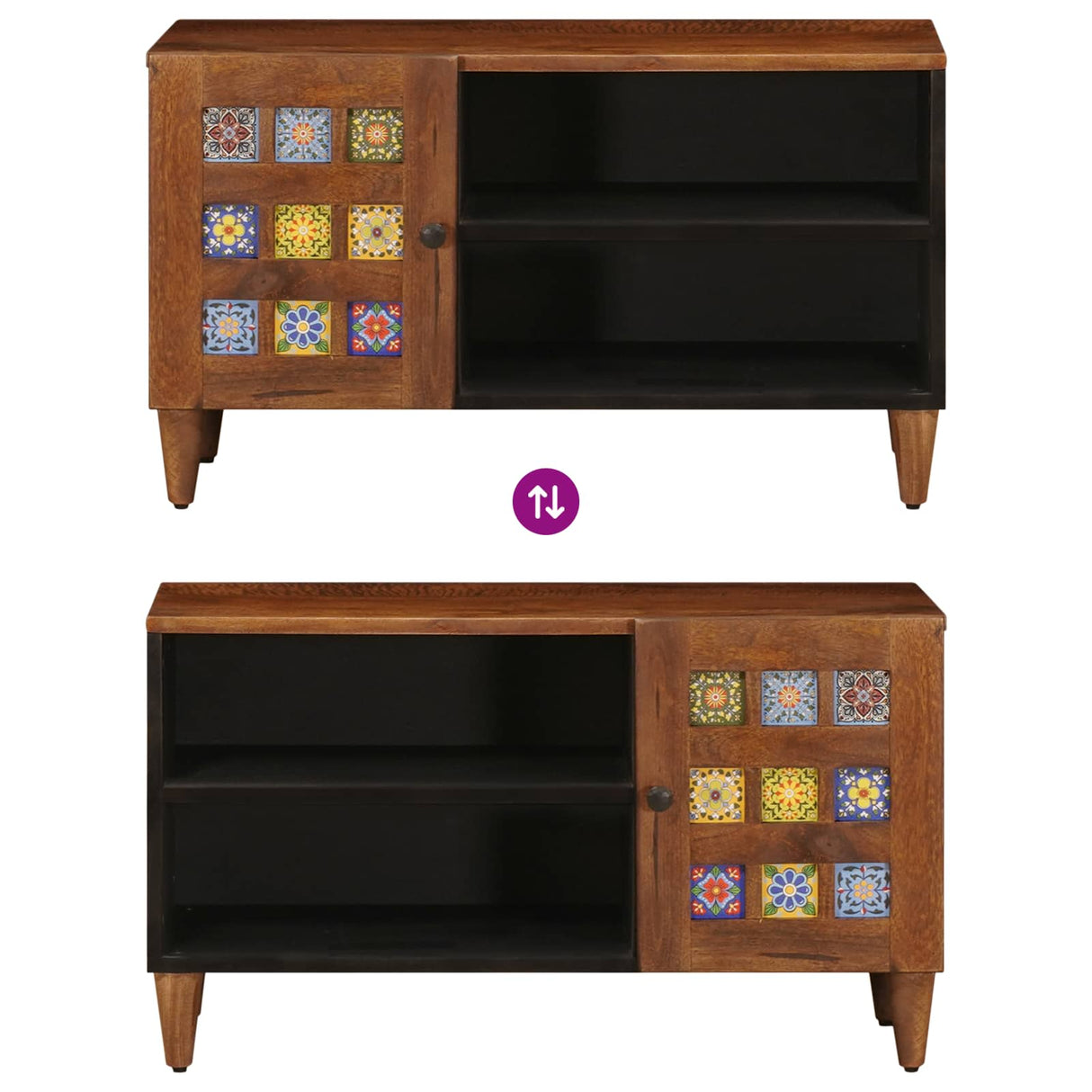 vidaXL TV Kast Walnotenhout 80 x 33 x 46 cm Massief Mango Hout