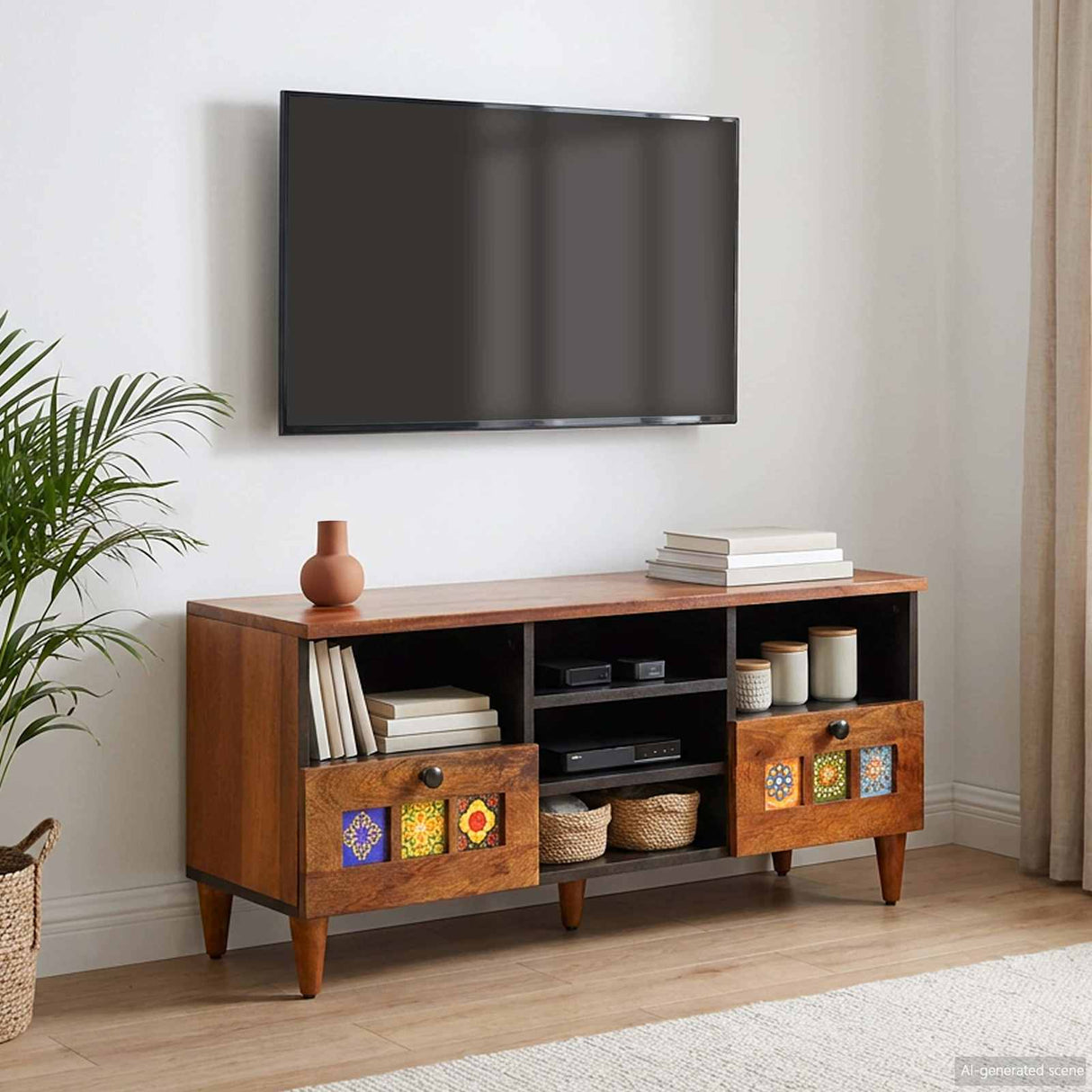 vidaXL TV Kast Walnotenhout 100 x 33 x 46 cm Massief Mango Hout