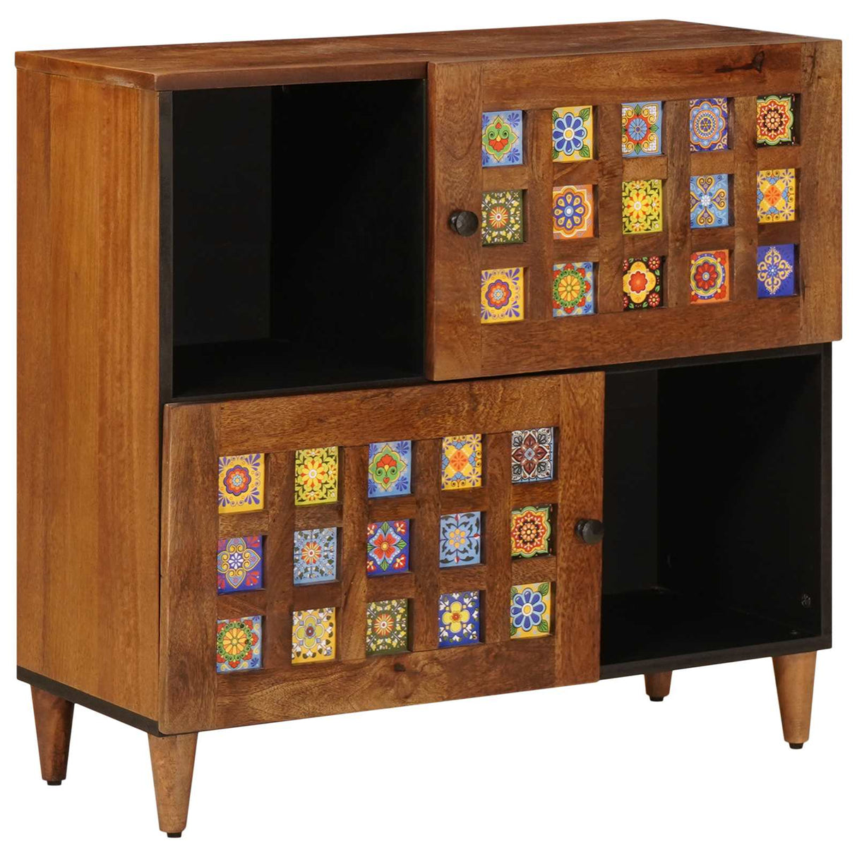 vidaXL Sideboard Walnut Wood 80 x 33 x 75 cm Solid Mango Wood