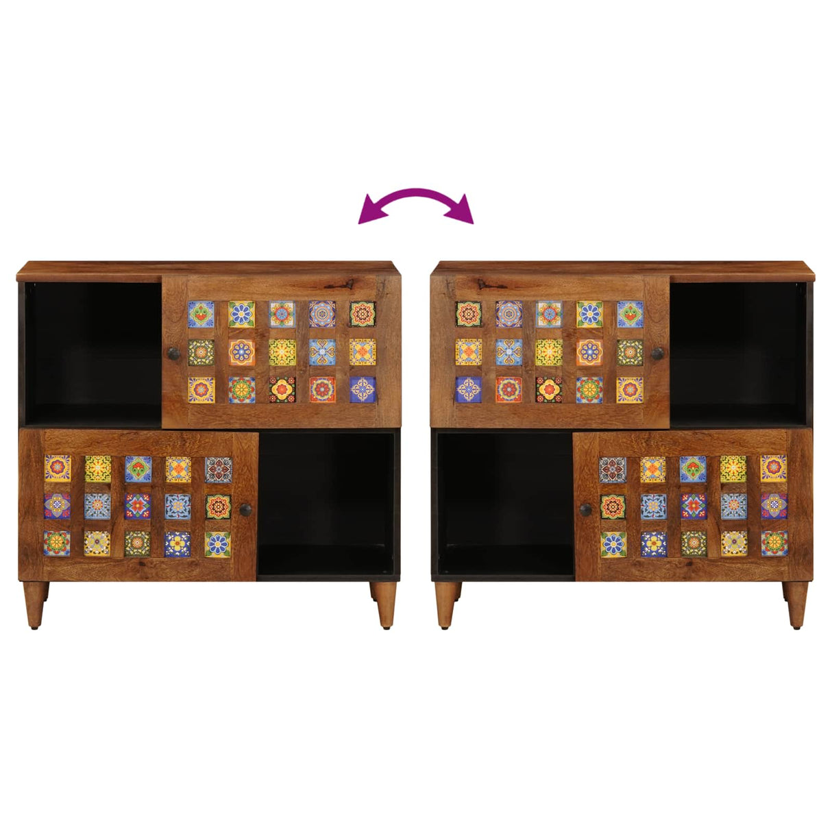 vidaXL Sideboard Walnut Wood 80 x 33 x 75 cm Solid Mango Wood