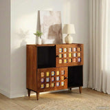 vidaXL Sideboard Walnut Wood 80 x 33 x 75 cm Solid Mango Wood