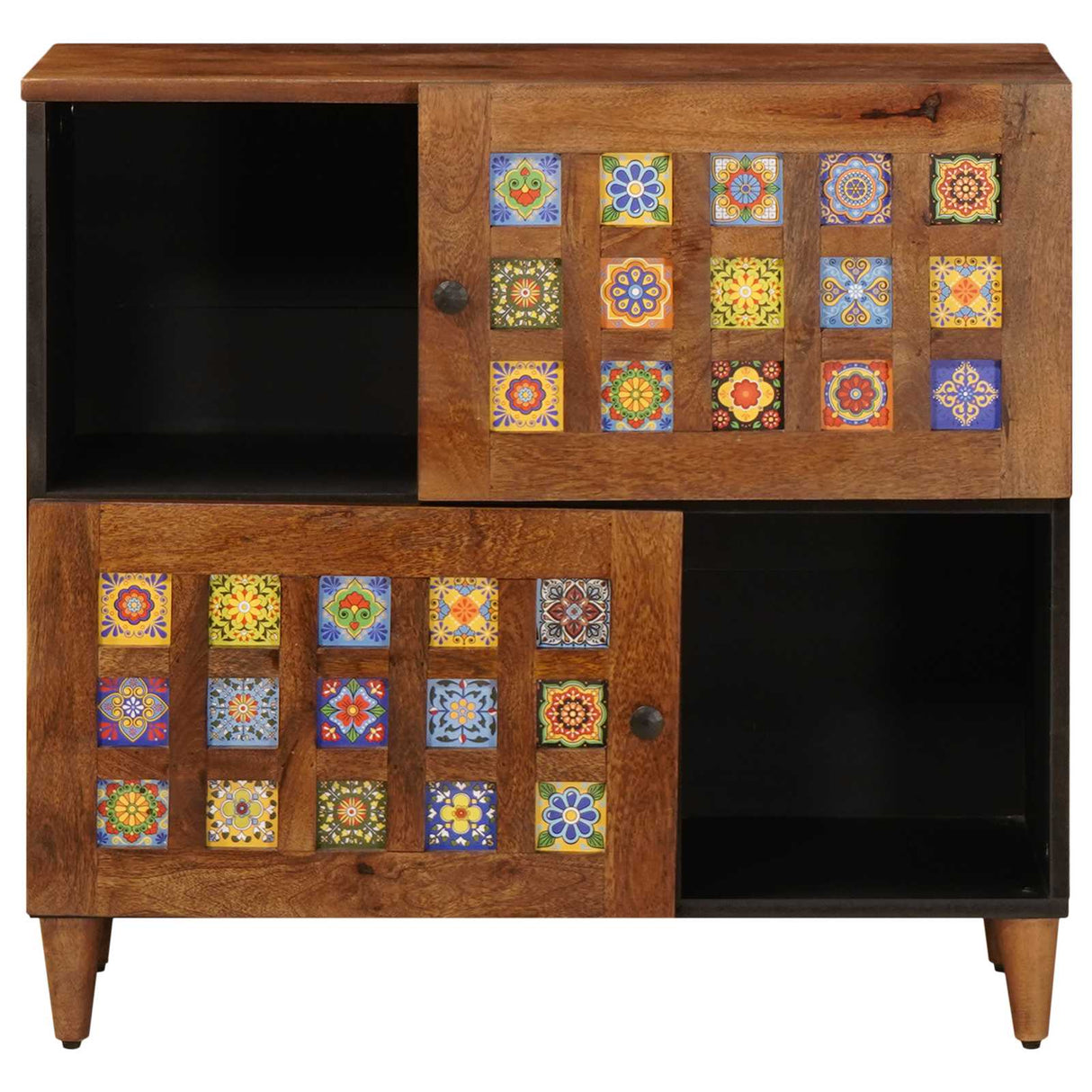 vidaXL Sideboard Walnut Wood 80 x 33 x 75 cm Solid Mango Wood