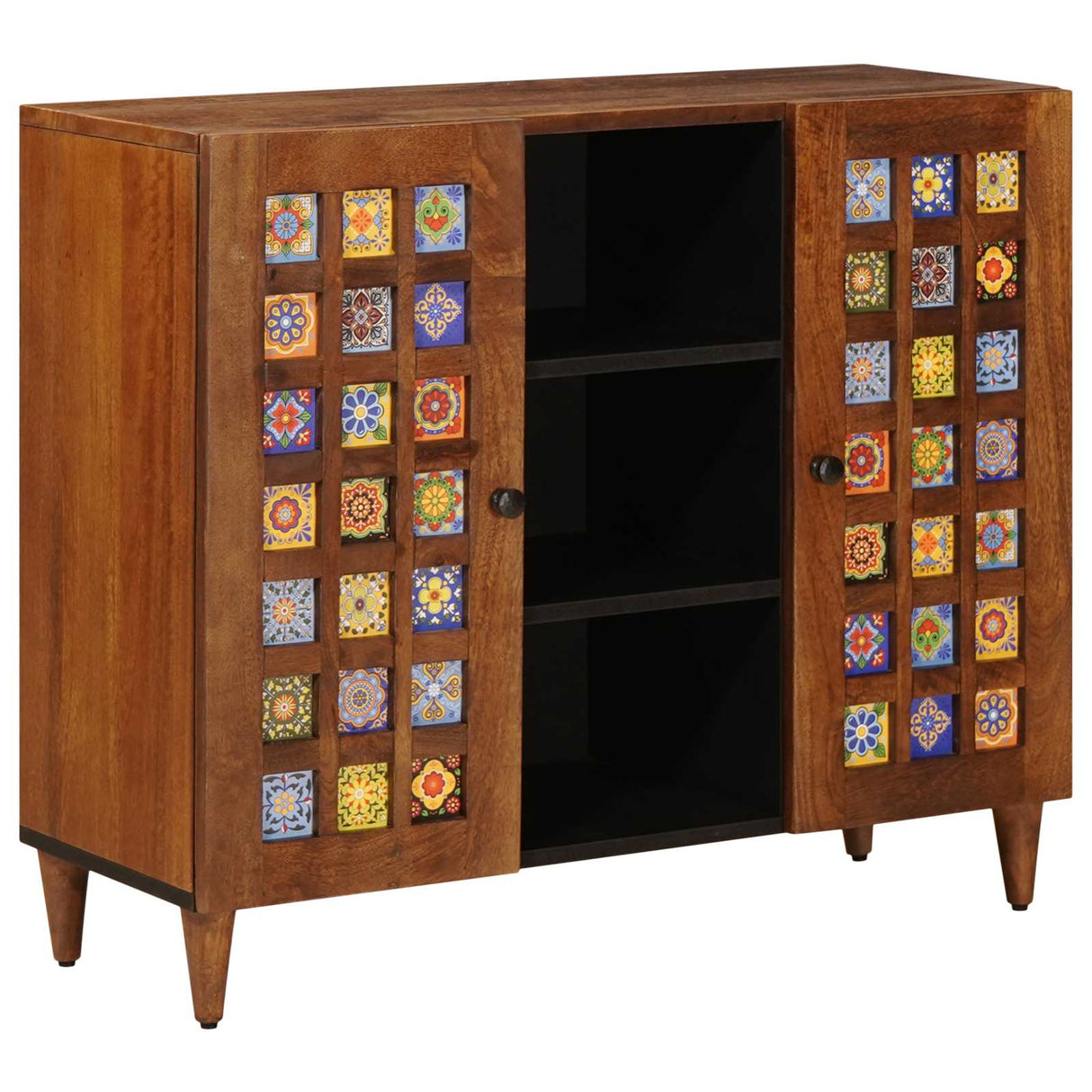 vidaXL Sideboard Walnut 90 x 33.5 x 75 cm Solid Mango Wood