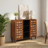 vidaXL Sideboard Walnut 90 x 33.5 x 75 cm Solid Mango Wood