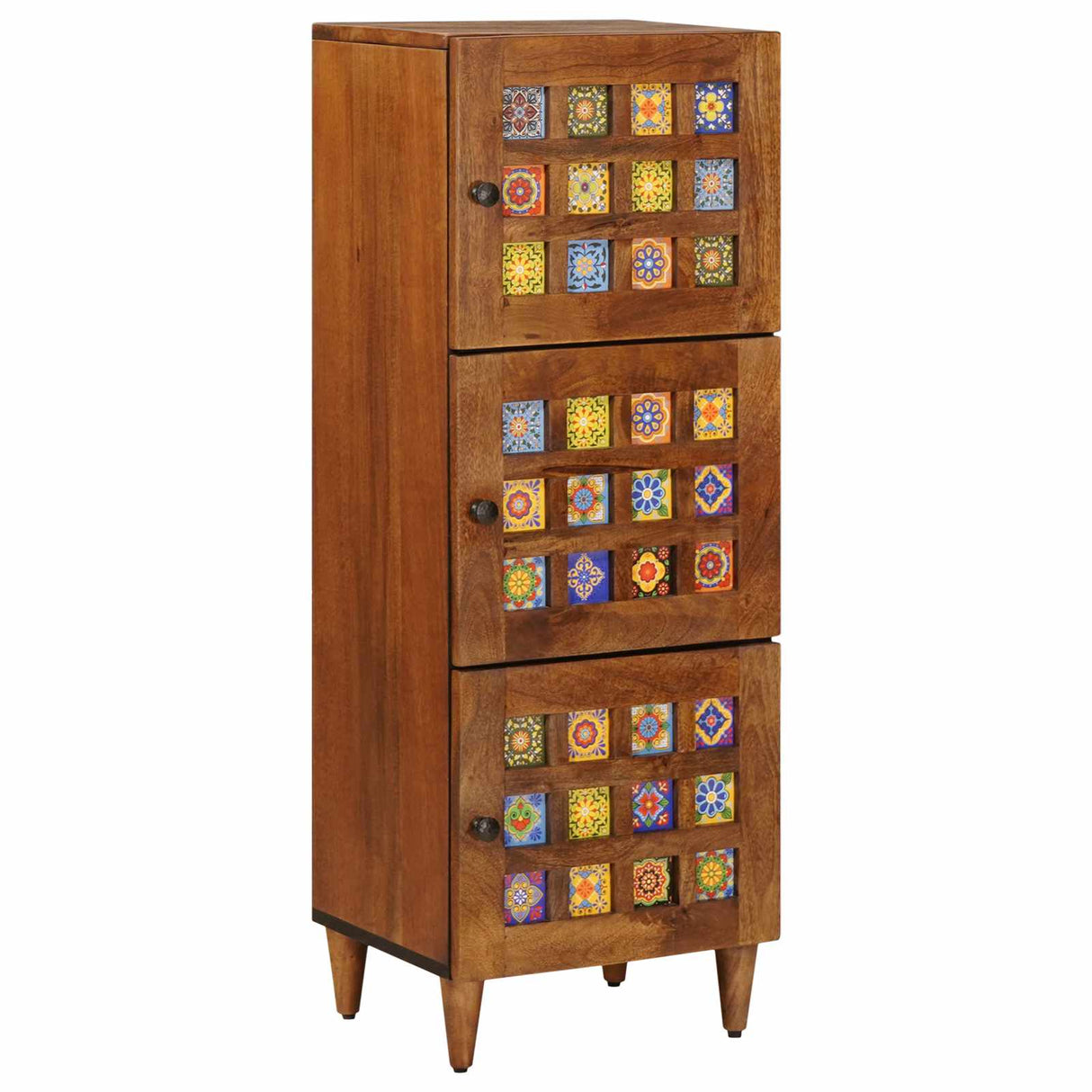 vidaXL Highboard Walnut Wood 40 x 33 x 110 cm Solid Mango Wood