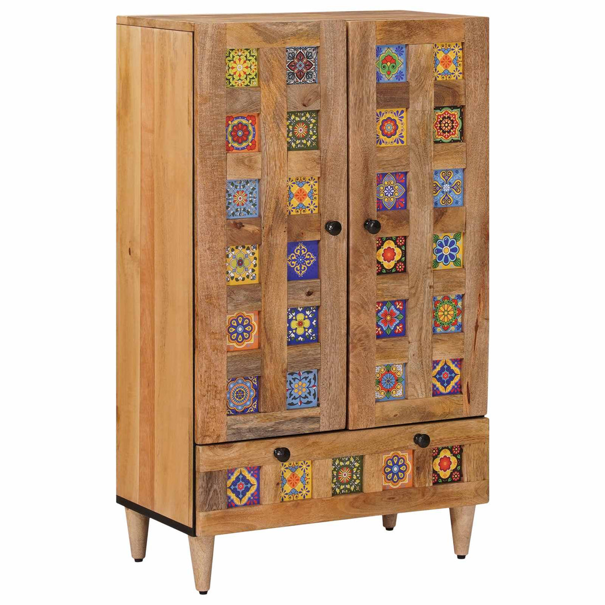 vidaXL Highboard Walnotenhout 60 x 33,5 x 100 cm Massief Mango Hout