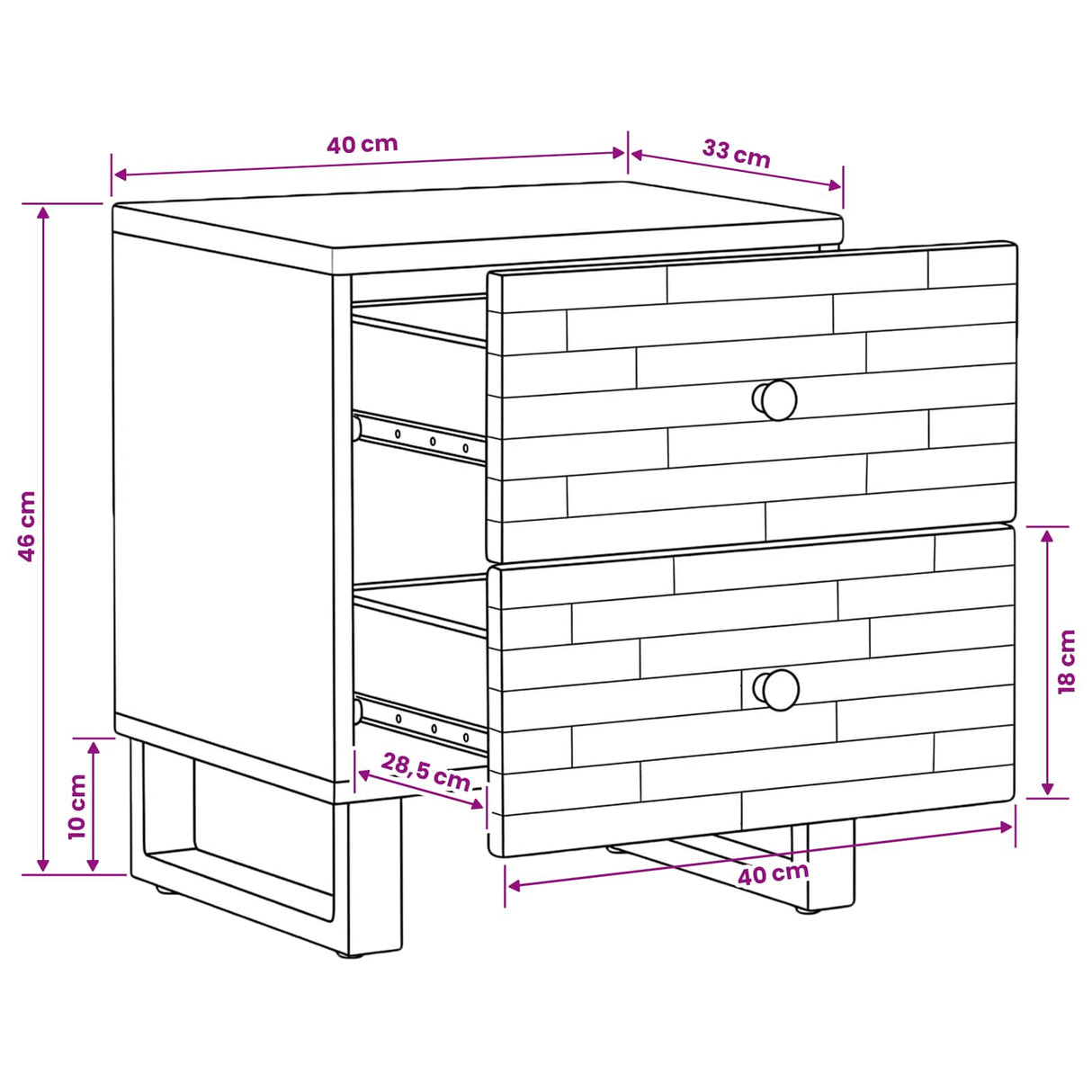 vidaXL Bedside Cabinet with Drawer Brown 40x33x46 cm Solid Mango Wood