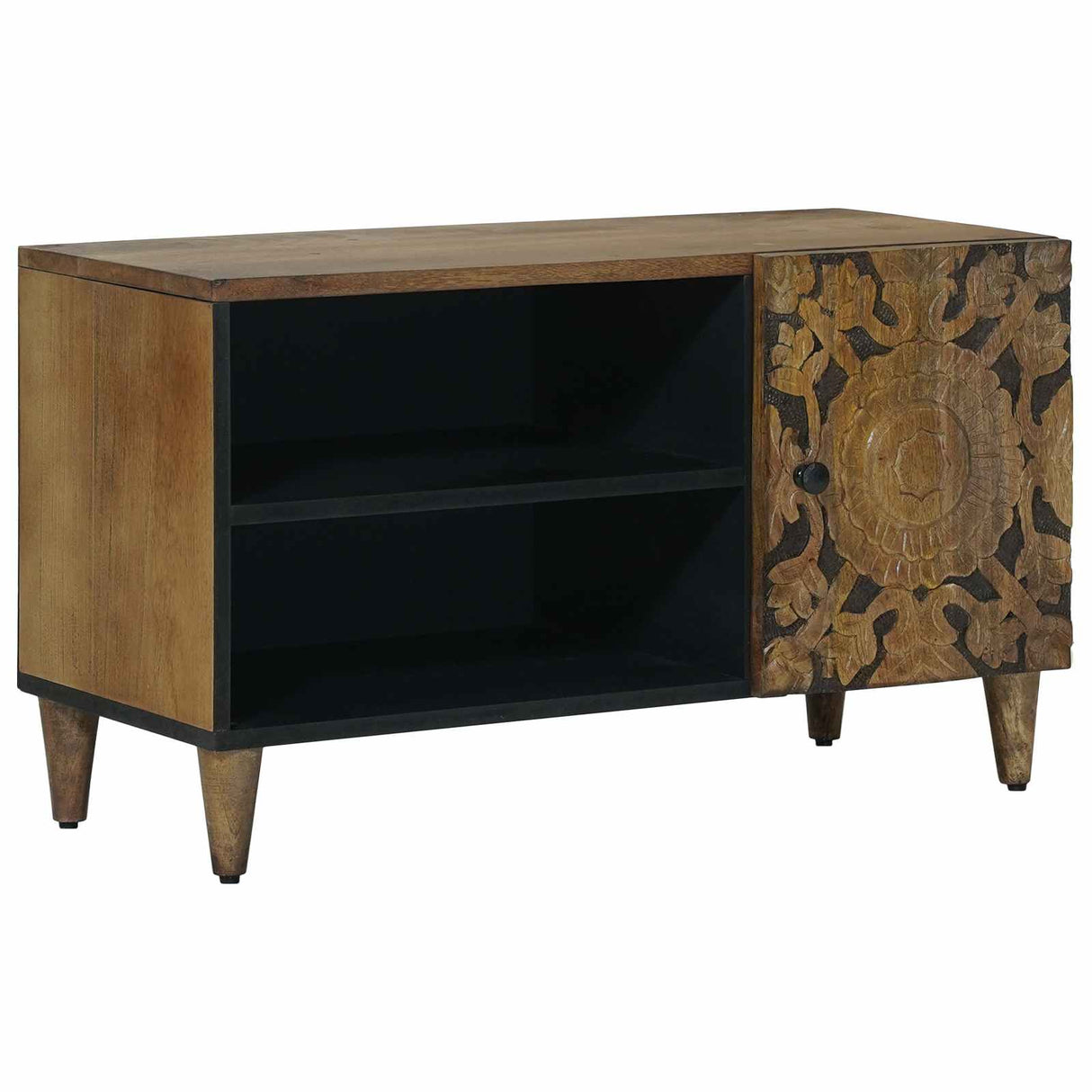 vidaXL TV Kast met plank Wit 80 x 31,5 x 46 cm Massief Mango Hout