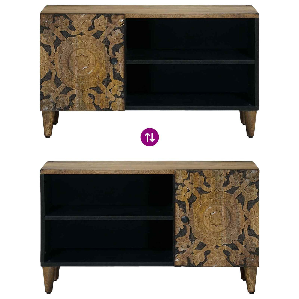 vidaXL TV Kast met plank Wit 80 x 31,5 x 46 cm Massief Mango Hout