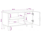 vidaXL TV Kast met plank Wit 80 x 31,5 x 46 cm Massief Mango Hout