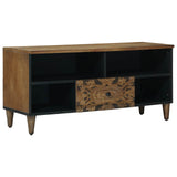 vidaXL TV Kast met lade Wit 100 x 33,5 x 46 cm Massief Mango Hout