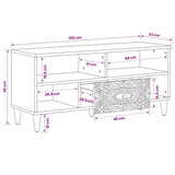 vidaXL TV Kast met lade Wit 100 x 33,5 x 46 cm Massief Mango Hout