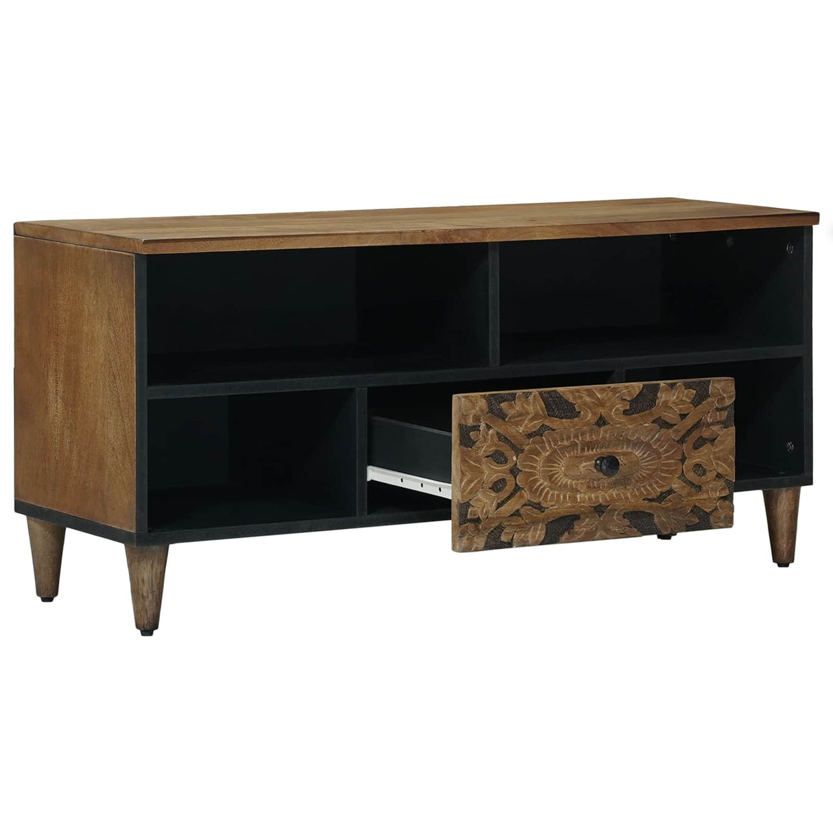vidaXL TV Kast met lade Wit 100 x 33,5 x 46 cm Massief Mango Hout