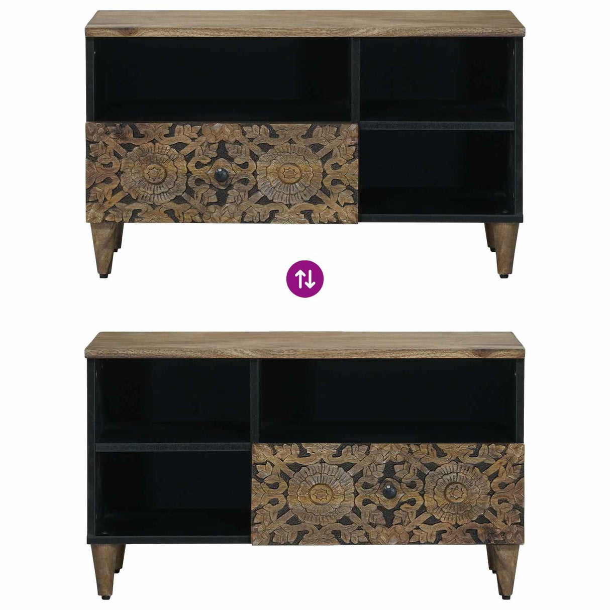 vidaXL TV Kast met lade Wit 80 x 33,5 x 46 cm Massief Mango Hout