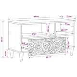 vidaXL TV Kast met lade Wit 80 x 33,5 x 46 cm Massief Mango Hout