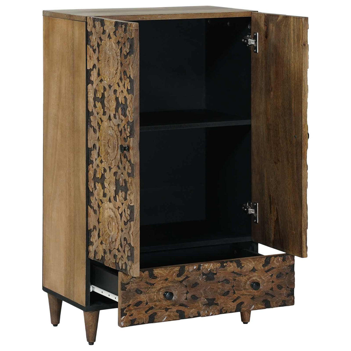 vidaXL Hoge Kast met lade Wit 60 x 33,5 x 100 cm Massief Mango Hout