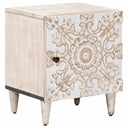 vidaXL Table de chevet blanc 40 x 33,5 x 46 cm Bois de manguier massif