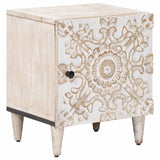 vidaXL Table de chevet blanc 40 x 33,5 x 46 cm Bois de manguier massif