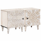 vidaXL Table de chevet blanc 40 x 33,5 x 46 cm Bois de manguier massif