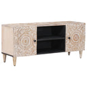 vidaXL TV Kast met opslag Wit 105 x 33,5 x 46 cm Massief Mango Hout