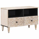 vidaXL TV Kast met opslag Wit 70 x 33,5 x 46 cm Massief Mango Hout