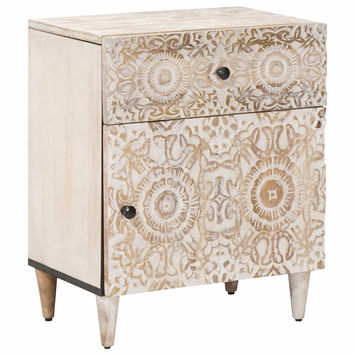 vidaXL Bedside Cabinet with Drawer White 50x33x60 cm Solid Mango Wood