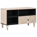 vidaXL TV Kast met lade Wit 80 x 33,5 x 46 cm Massief Mango Hout