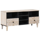 vidaXL Meuble TV avec tiroir Blanc 100 x 33,5 x 46 cm Bois de manguier massif