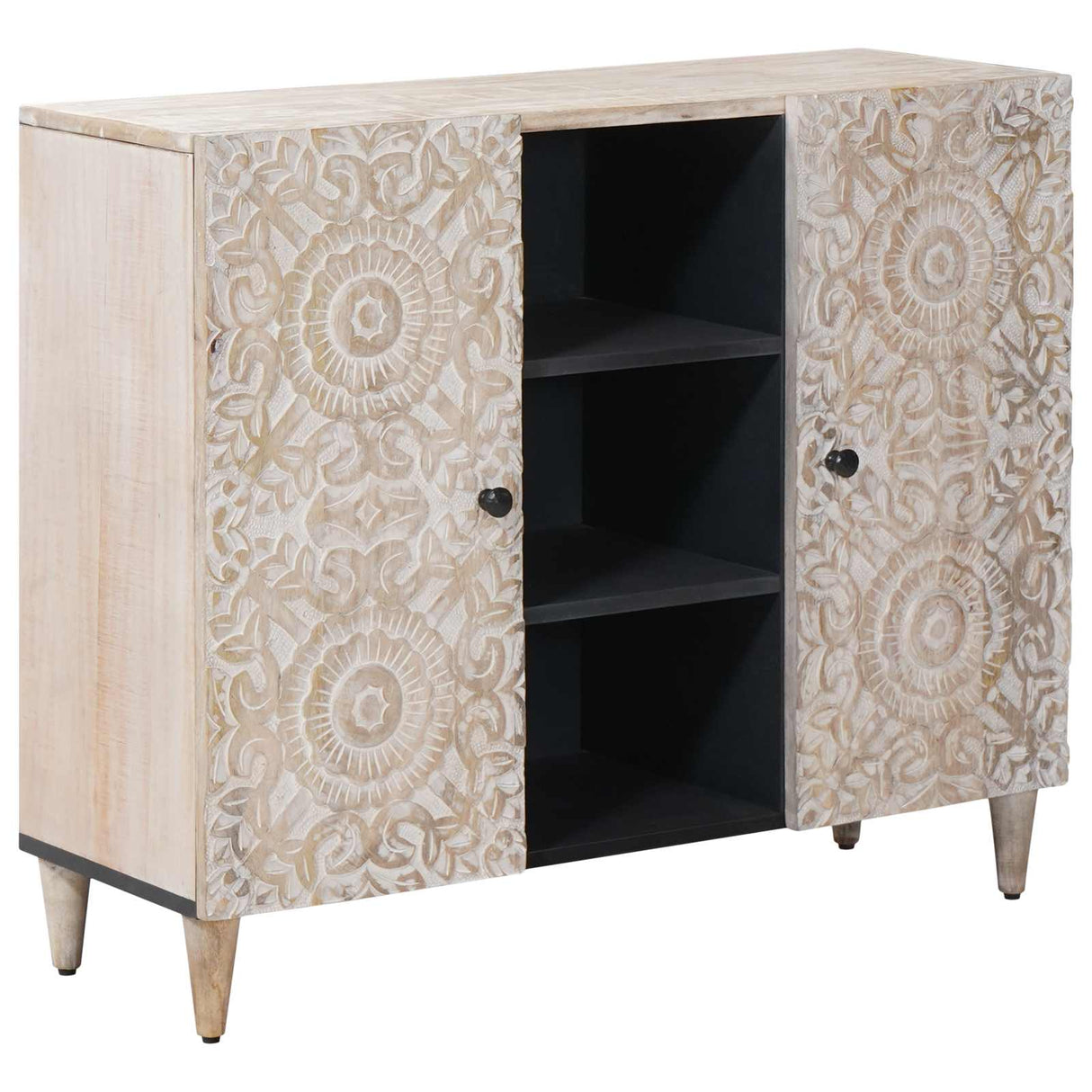 vidaXL Sideboard with Shelf White 90 x 33.5 x 75 cm Solid Mango Wood