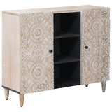 vidaXL Sideboard with Shelf White 90 x 33.5 x 75 cm Solid Mango Wood