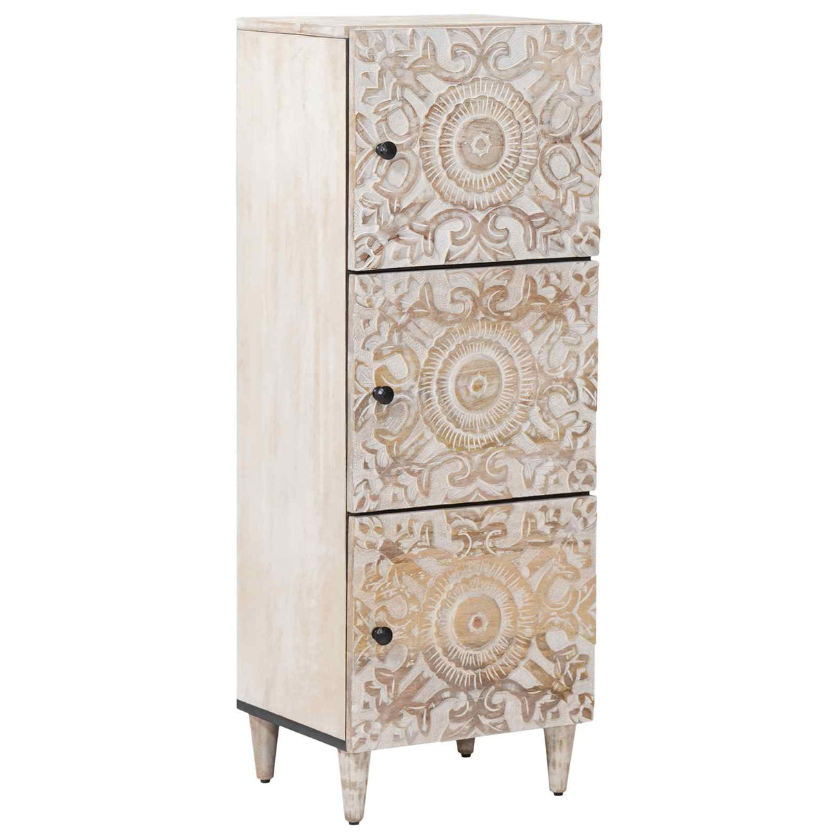vidaXL Hoge Kast met opslag Wit 40 x 33,5 x 110 cm Massief Mango Hout