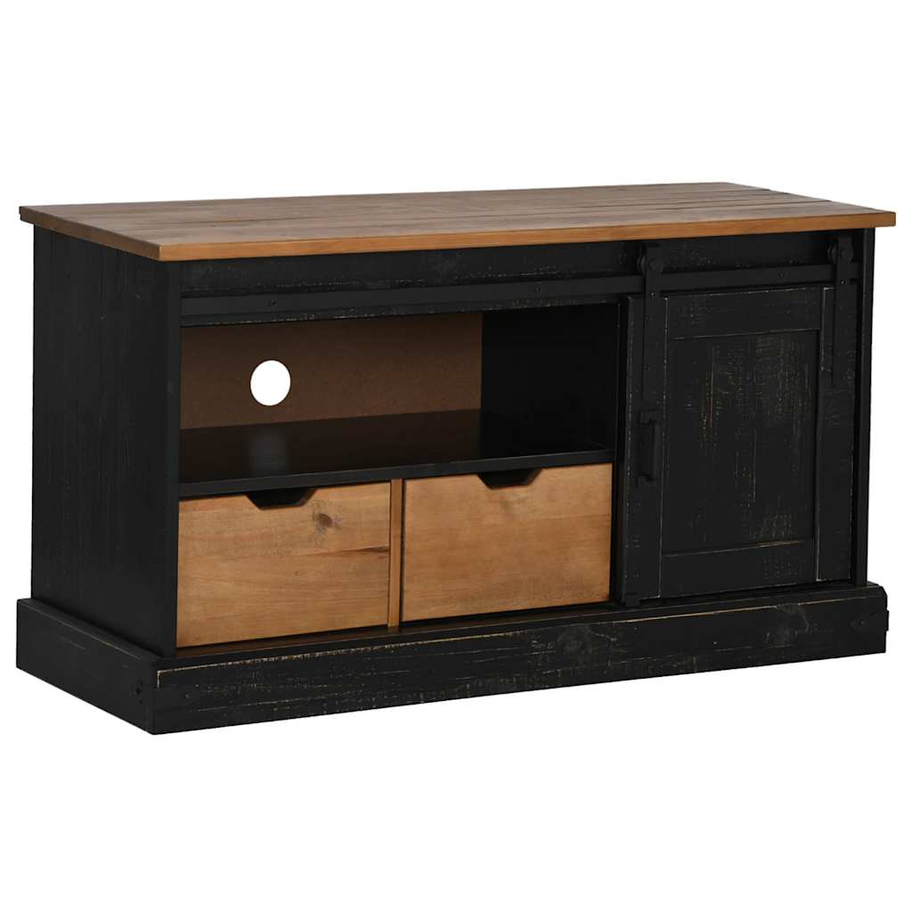 vidaXL Tv-meubel HALDEN met schuifdeur wit 110x40x60 cm massief hout