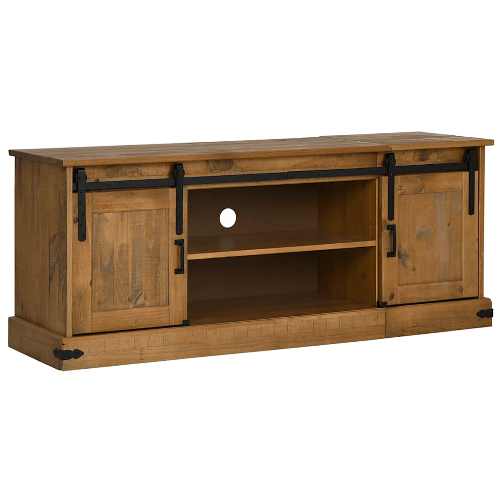 vidaXL Tv-meubel HALDEN 2 schuifdeuren 150x40x60 cm massief hout wit