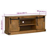 vidaXL Tv-meubel HALDEN 2 schuifdeuren 150x40x60 cm massief hout wit